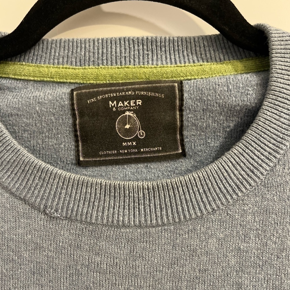 Maker & Company MMX Sweater Pullover Mens M light blue Knit Cotton Long Sleeve - Picture 6 of 9
